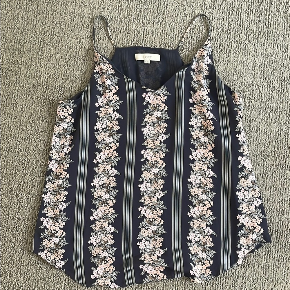 LOFT Navy Floral Women's Top
